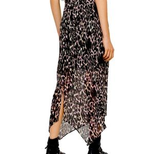 All saints mid calf colorful leopard print skirt